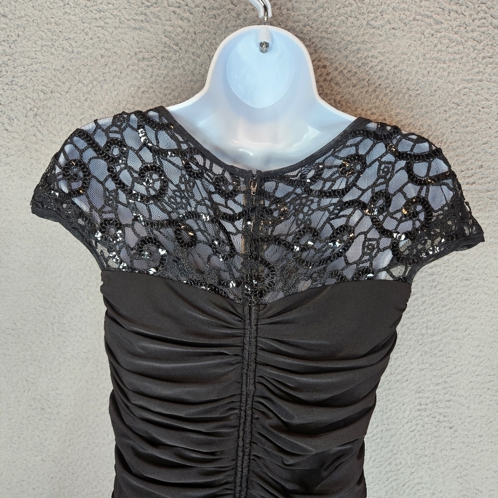 Tadashi Shoji Womens Formal Ruched Jersey Illusion Bodice Sheath Dress Sz M - Picture 8 of 14